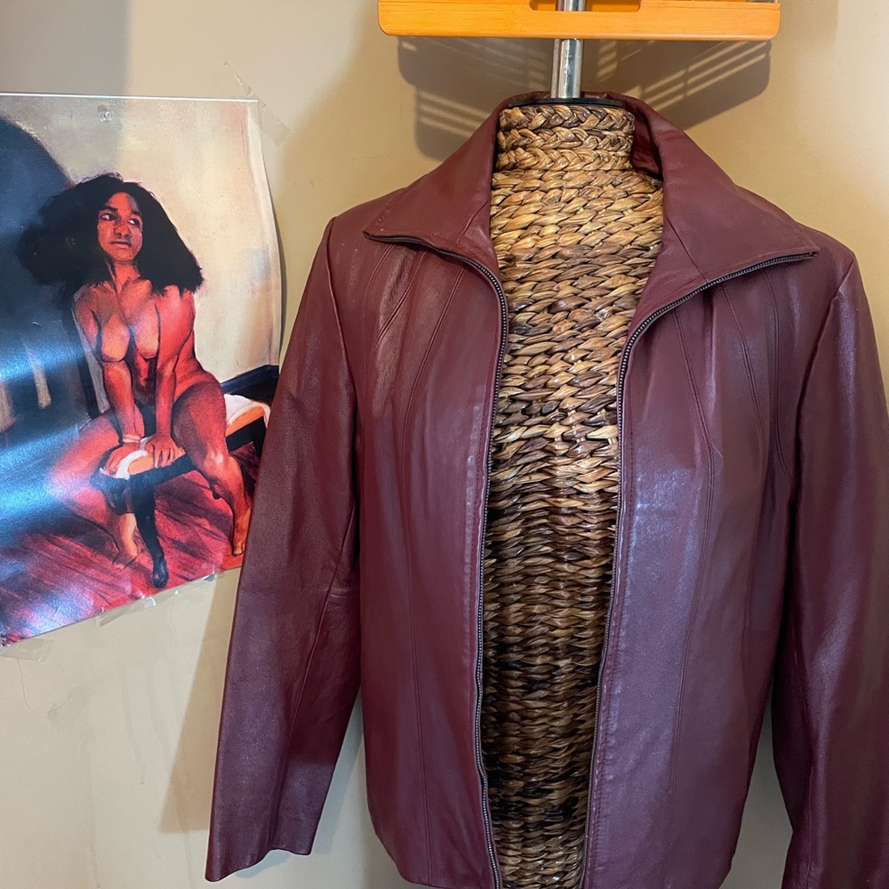 East 5th Red Leather Jacket Classic Zip-Up Design